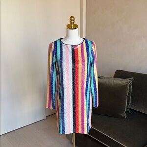 Mestiza New York Rainbow Stripe Sequin Dress Size 4